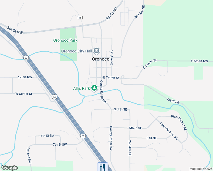 map of restaurants, bars, coffee shops, grocery stores, and more near 20 Center Place in Oronoco