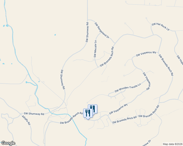 map of restaurants, bars, coffee shops, grocery stores, and more near 15832 Southwest Arroyo Court in Powell Butte