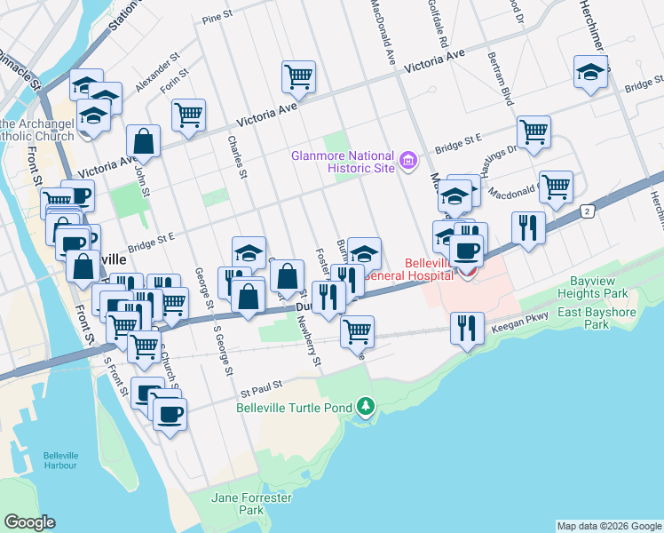 map of restaurants, bars, coffee shops, grocery stores, and more near in Belleville