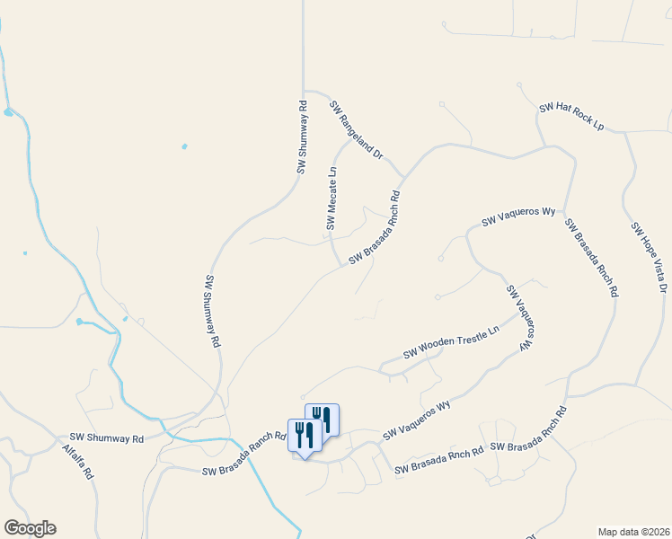 map of restaurants, bars, coffee shops, grocery stores, and more near 15638 South West Brasada Ranch Road in Powell Butte
