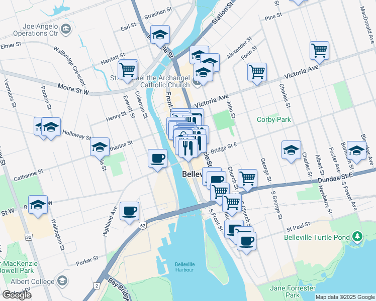 map of restaurants, bars, coffee shops, grocery stores, and more near 208 Pinnacle Street in Belleville