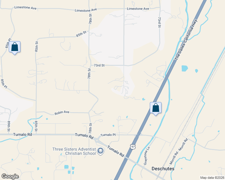 map of restaurants, bars, coffee shops, grocery stores, and more near 65145 76th Street in Bend