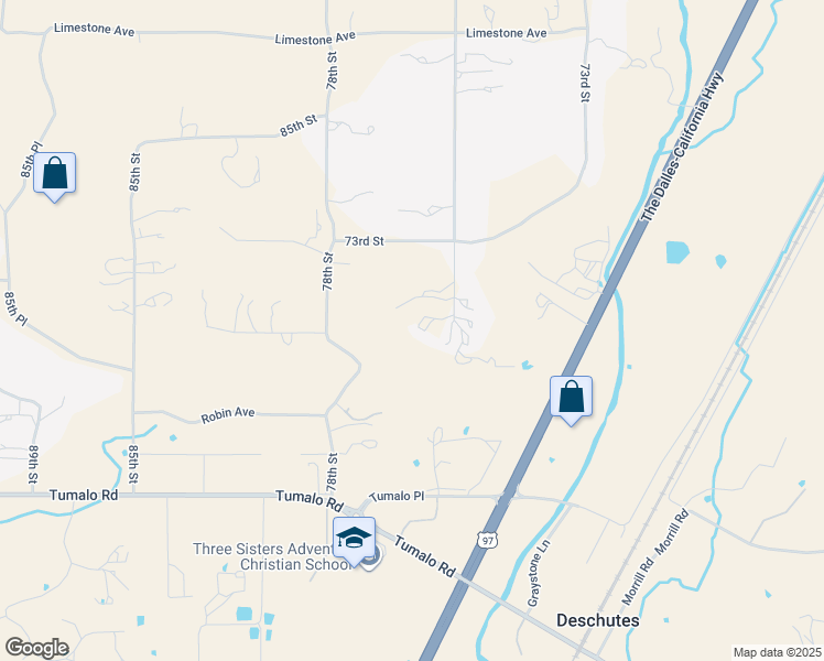 map of restaurants, bars, coffee shops, grocery stores, and more near 65145 76th Street in Bend