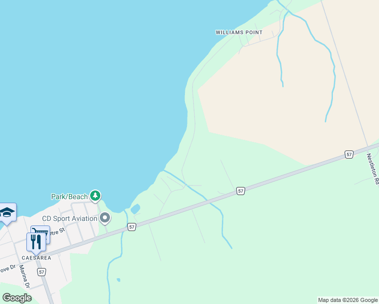 map of restaurants, bars, coffee shops, grocery stores, and more near 53 Williams Point Road in Scugog