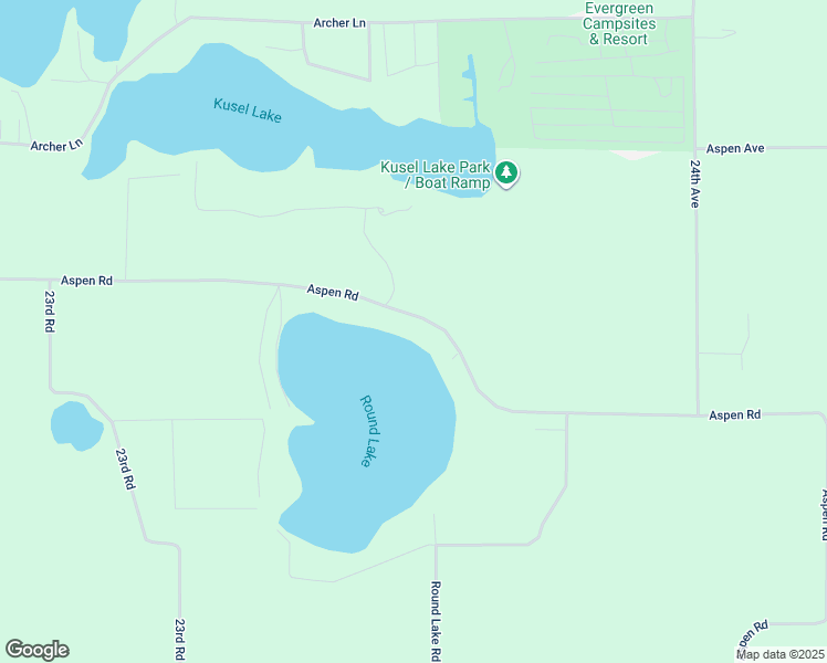 map of restaurants, bars, coffee shops, grocery stores, and more near W5503 Aspen Road in Wild Rose