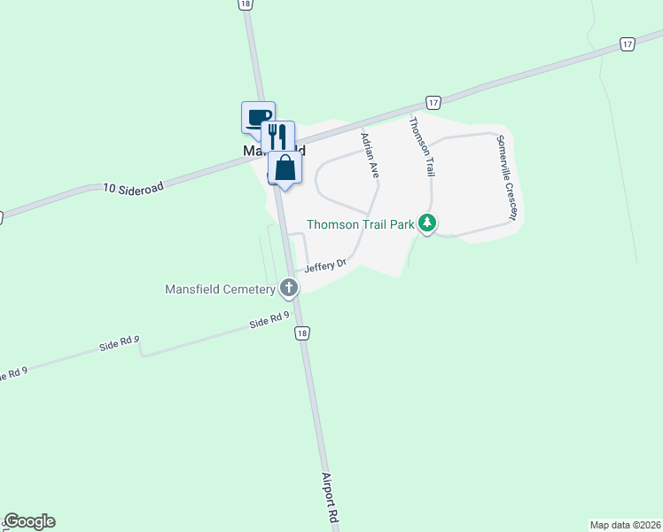 map of restaurants, bars, coffee shops, grocery stores, and more near 10 Jeffrey Drive in Mansfield