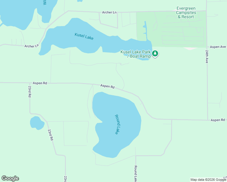 map of restaurants, bars, coffee shops, grocery stores, and more near W5569 Aspen Road in Wild Rose