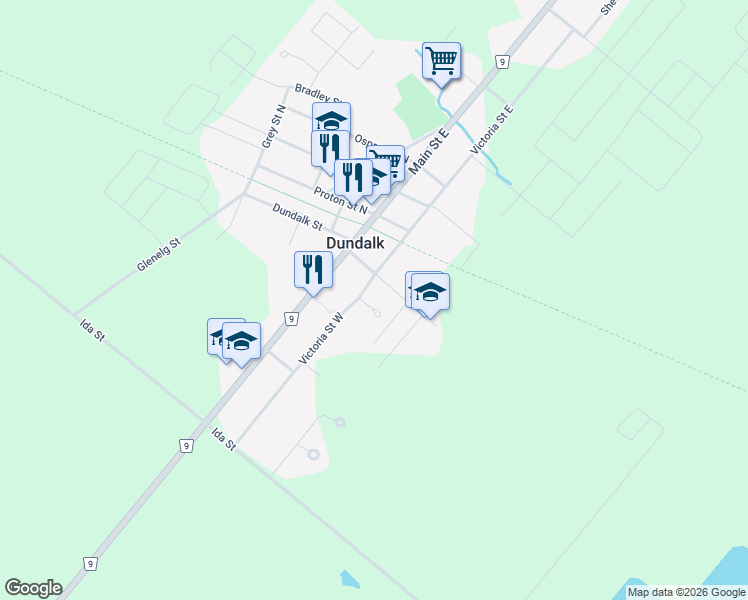 map of restaurants, bars, coffee shops, grocery stores, and more near 15 Nixon Street in Grey County
