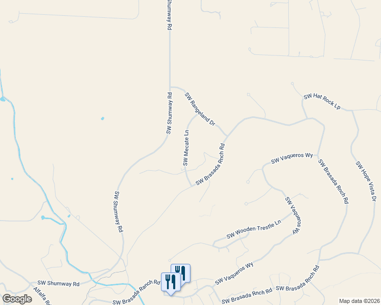 map of restaurants, bars, coffee shops, grocery stores, and more near 15494 Southwest Mecate Lane in Powell Butte