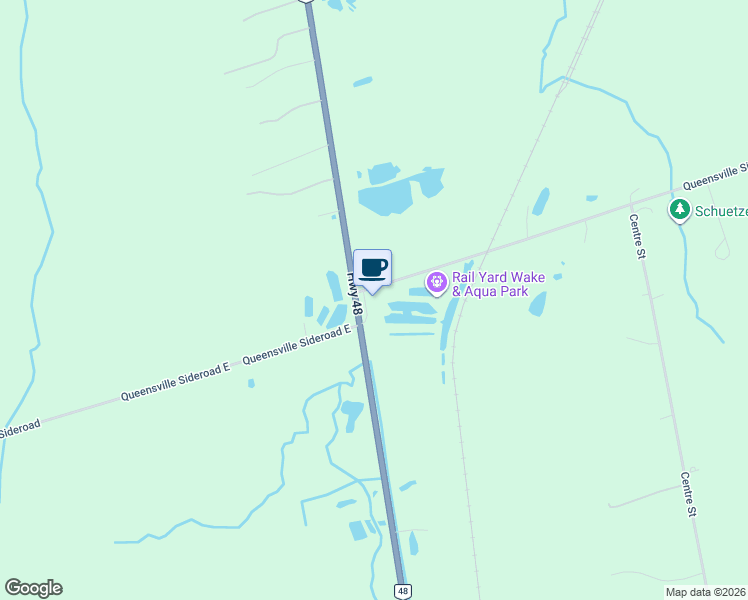 map of restaurants, bars, coffee shops, grocery stores, and more near 20473 Ontario 48 in East Gwillimbury