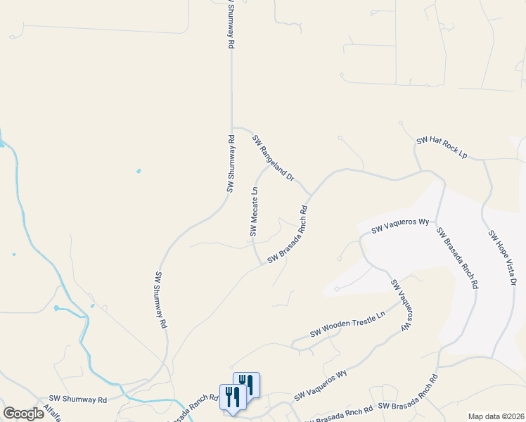 map of restaurants, bars, coffee shops, grocery stores, and more near 15494 Southwest Mecate Lane in Powell Butte