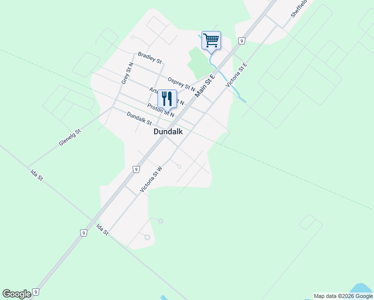 map of restaurants, bars, coffee shops, grocery stores, and more near 15 Nixon Street in Grey County