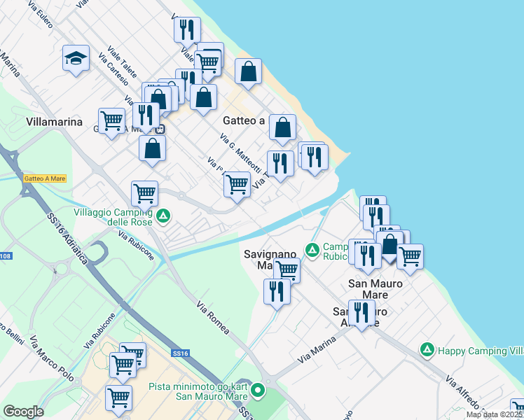 map of restaurants, bars, coffee shops, grocery stores, and more near 2 Via Arturo Toscanini in Gatteo a Mare