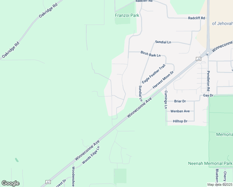 map of restaurants, bars, coffee shops, grocery stores, and more near 1327 Buttonbush Way in Neenah