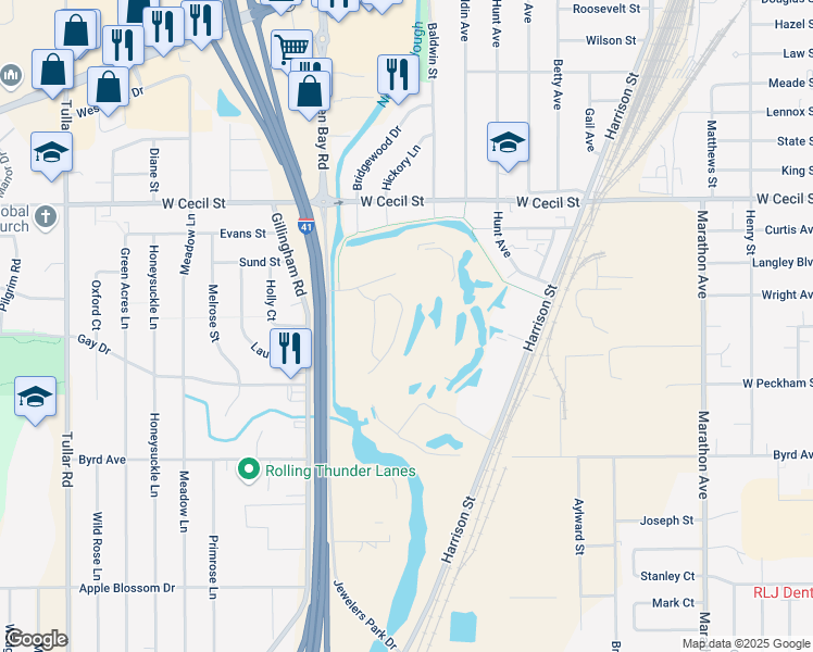 map of restaurants, bars, coffee shops, grocery stores, and more near 1228 Cameron Circle in Neenah