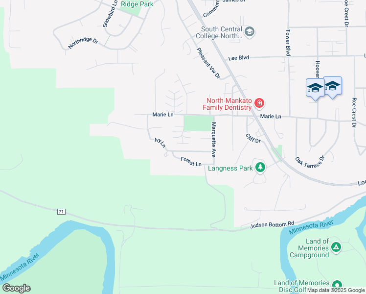 map of restaurants, bars, coffee shops, grocery stores, and more near 426 Forest Heights Drive in North Mankato