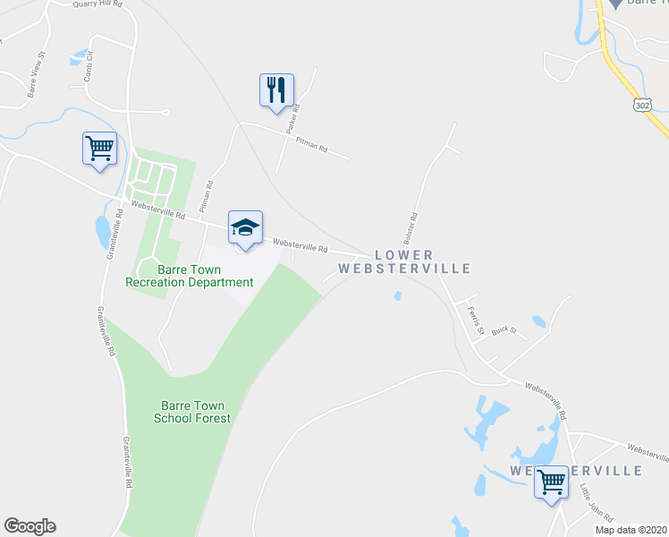 map of restaurants, bars, coffee shops, grocery stores, and more near 12 Hebert Drive in Barre
