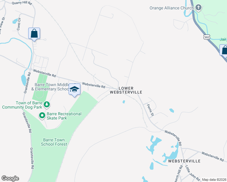 map of restaurants, bars, coffee shops, grocery stores, and more near 130 Websterville Road in Barre