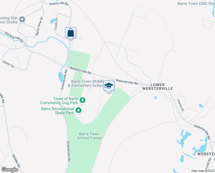 map of restaurants, bars, coffee shops, grocery stores, and more near 70 Websterville Road in Barre