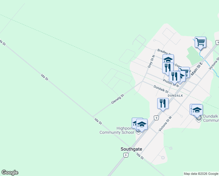 map of restaurants, bars, coffee shops, grocery stores, and more near 26 Aitchison Avenue in Southgate