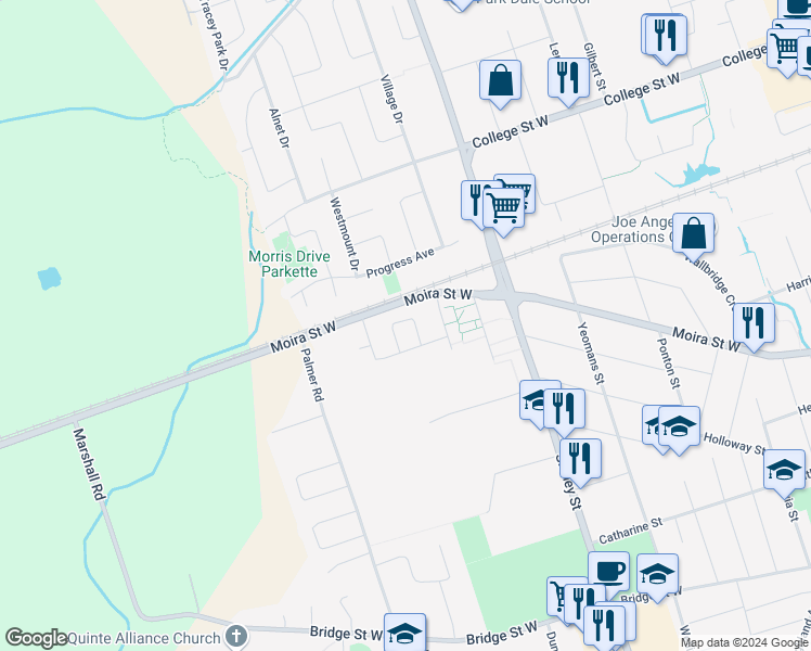 map of restaurants, bars, coffee shops, grocery stores, and more near in Belleville