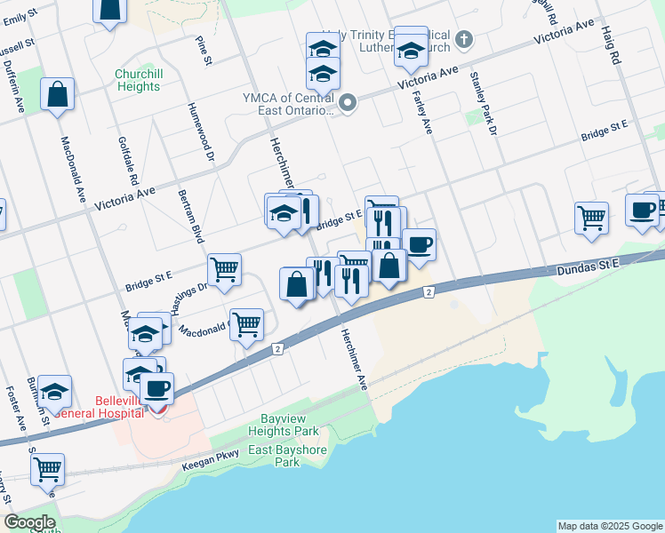 map of restaurants, bars, coffee shops, grocery stores, and more near 98 Karl Street in Belleville