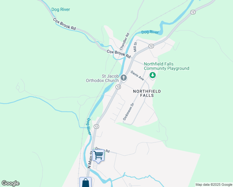 map of restaurants, bars, coffee shops, grocery stores, and more near 12 Falls Trailer Park in Northfield