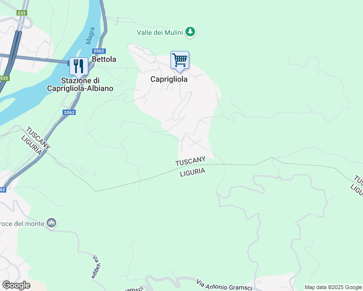 map of restaurants, bars, coffee shops, grocery stores, and more near Via Palazzina in Provincia di Massa e Carrara