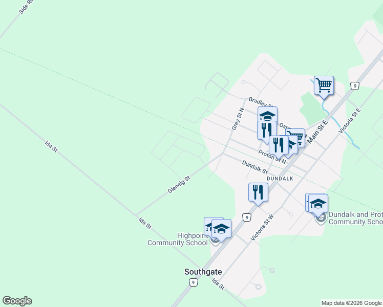 map of restaurants, bars, coffee shops, grocery stores, and more near Doc Lougheed Avenue in Southgate
