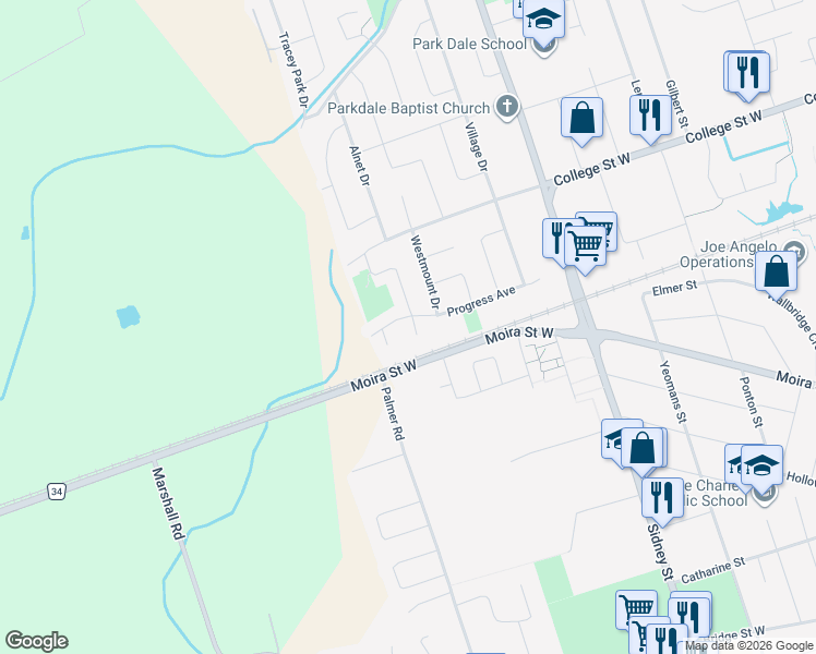 map of restaurants, bars, coffee shops, grocery stores, and more near 19 Jeanette Place in Belleville