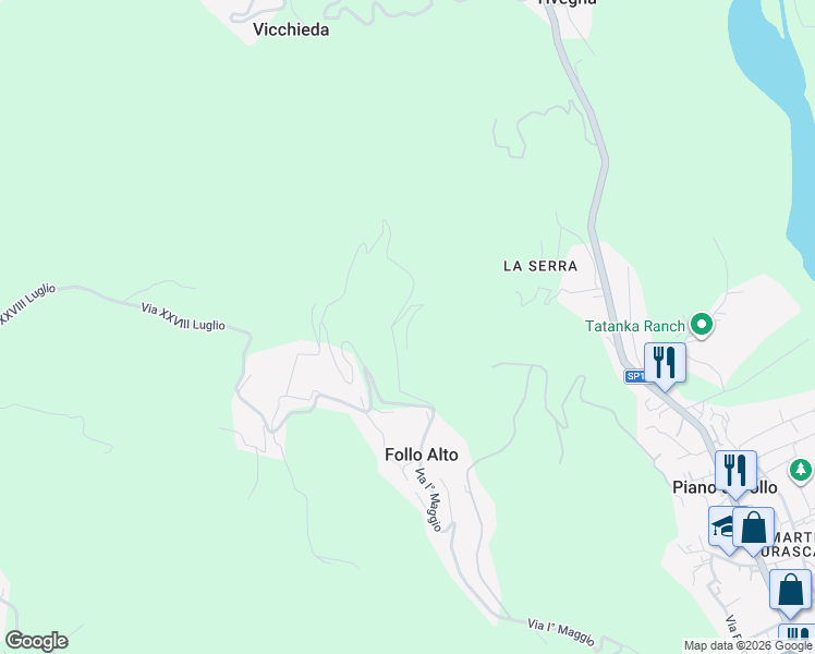 map of restaurants, bars, coffee shops, grocery stores, and more near 42 Via I° Maggio in Follo Alto