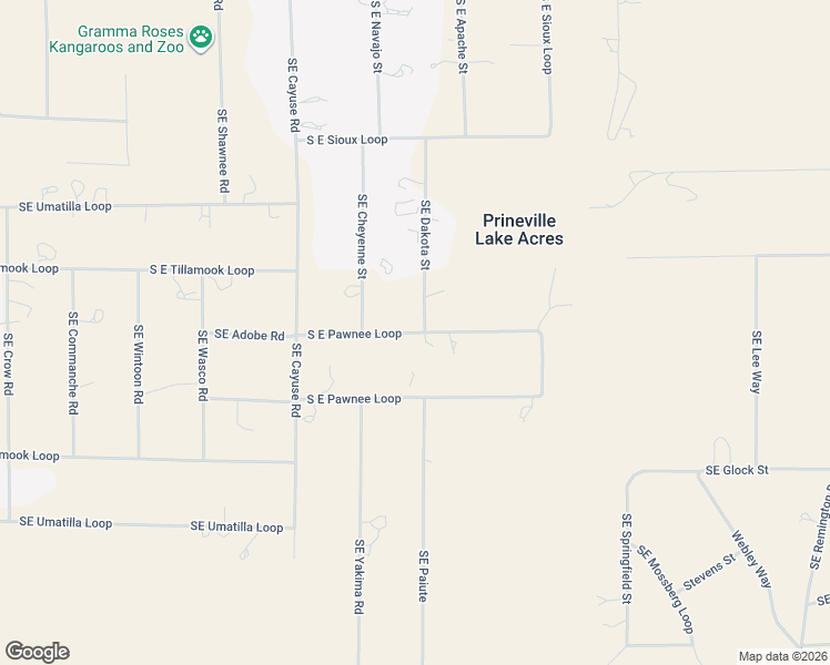 map of restaurants, bars, coffee shops, grocery stores, and more near 14444 Southeast Cheyenne Street in Prineville