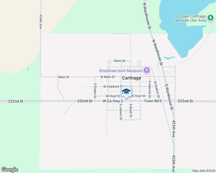 map of restaurants, bars, coffee shops, grocery stores, and more near 300 West Hubbard Street in Carthage