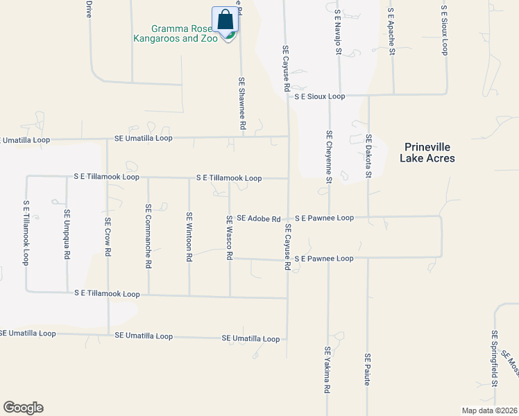 map of restaurants, bars, coffee shops, grocery stores, and more near 4681 Southeast Adobe Road in Prineville