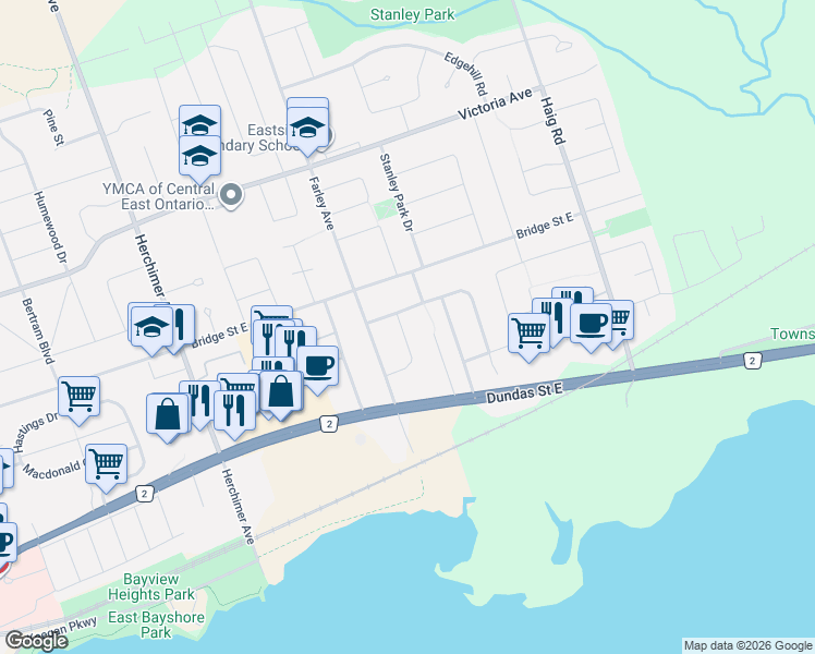 map of restaurants, bars, coffee shops, grocery stores, and more near 23 Alfred Drive in Belleville