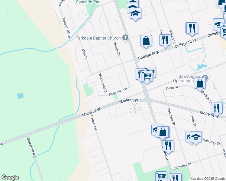 map of restaurants, bars, coffee shops, grocery stores, and more near 4 Glenarden Crescent in Belleville