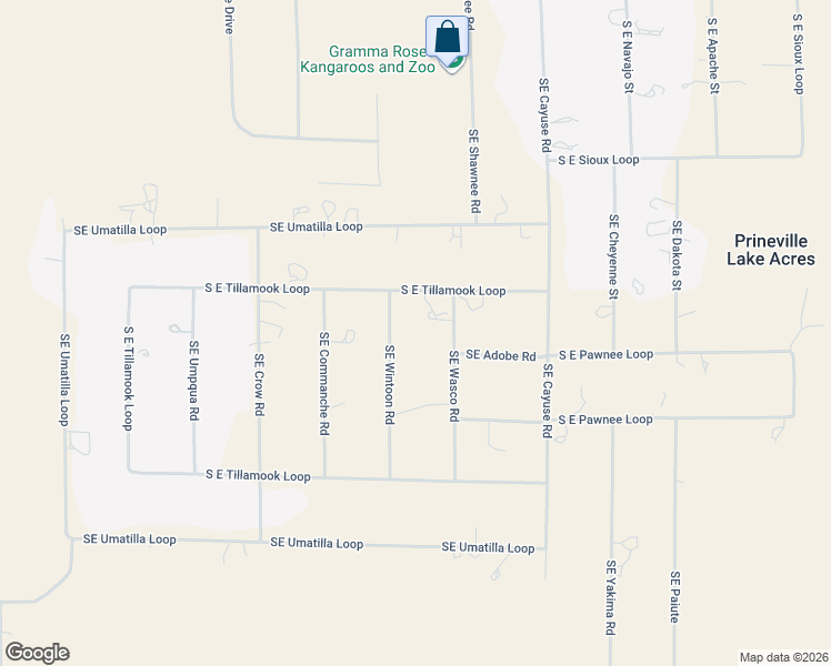 map of restaurants, bars, coffee shops, grocery stores, and more near 14552 Southeast Wintoon Road in Prineville