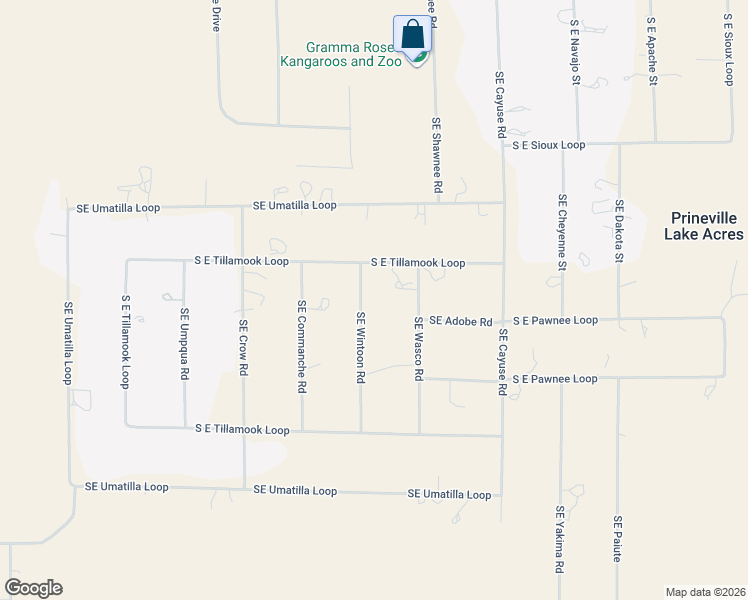 map of restaurants, bars, coffee shops, grocery stores, and more near 14552 Southeast Wintoon Road in Prineville