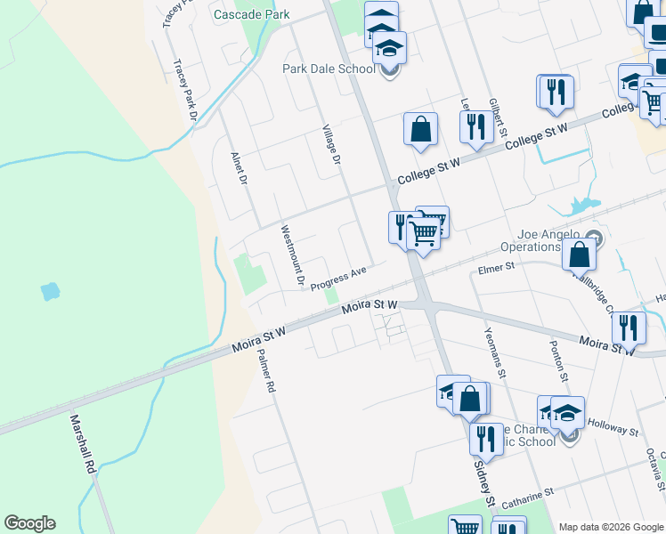 map of restaurants, bars, coffee shops, grocery stores, and more near 4 Glenarden Crescent in Belleville