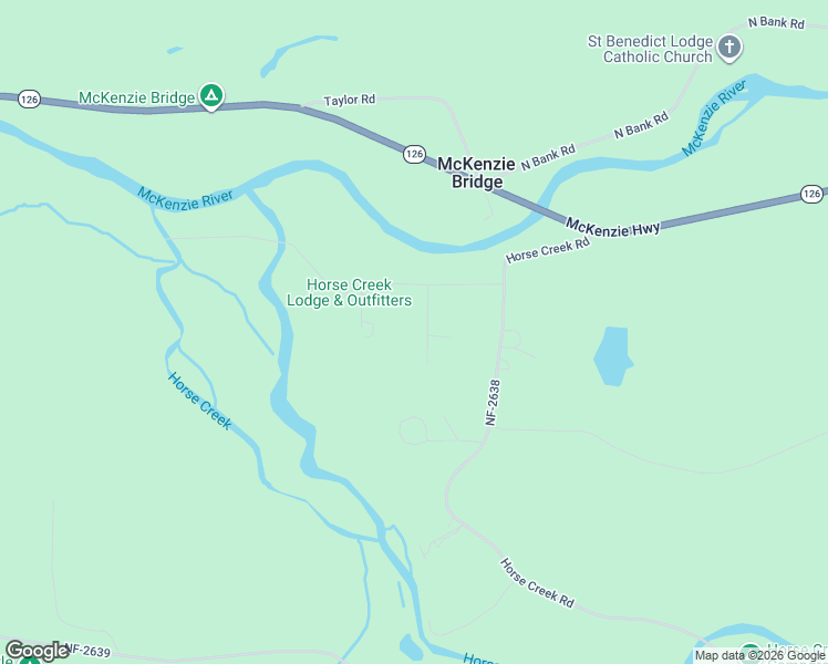 map of restaurants, bars, coffee shops, grocery stores, and more near 91698 Burton Drive in McKenzie Bridge