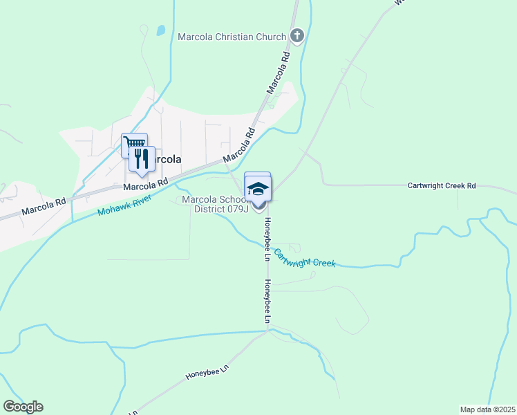 map of restaurants, bars, coffee shops, grocery stores, and more near 38300 Wendling Road in Marcola