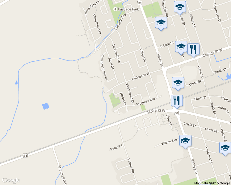 map of restaurants, bars, coffee shops, grocery stores, and more near 35 Morris Drive in Belleville