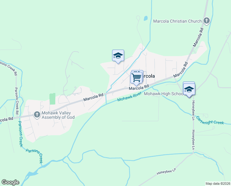 map of restaurants, bars, coffee shops, grocery stores, and more near 92116 Marcola Road in Marcola