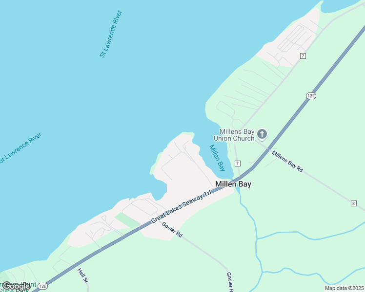 map of restaurants, bars, coffee shops, grocery stores, and more near Riverview Lane in Cape Vincent