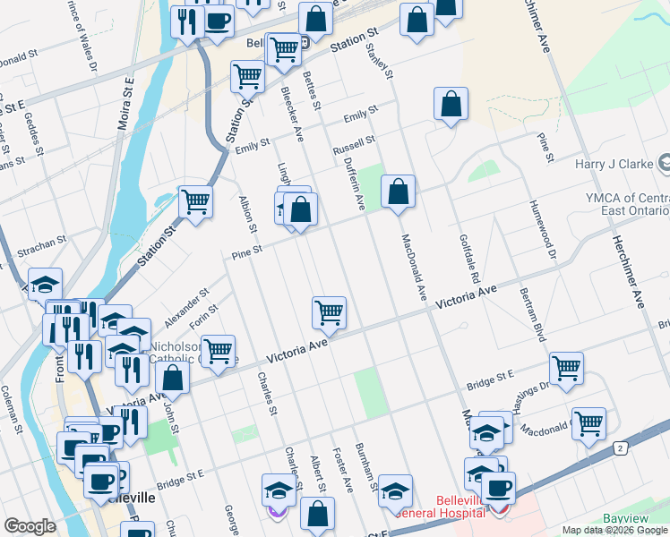 map of restaurants, bars, coffee shops, grocery stores, and more near 308 Bleecker Avenue in Belleville