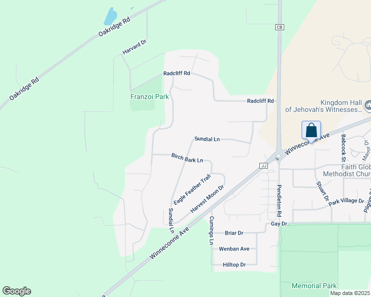 map of restaurants, bars, coffee shops, grocery stores, and more near 885 Sundial Lane in Neenah