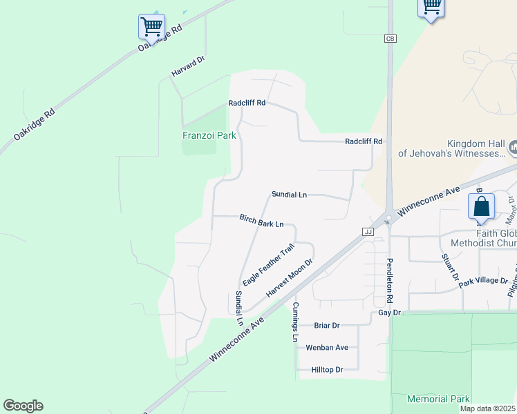 map of restaurants, bars, coffee shops, grocery stores, and more near 885 Sundial Lane in Neenah