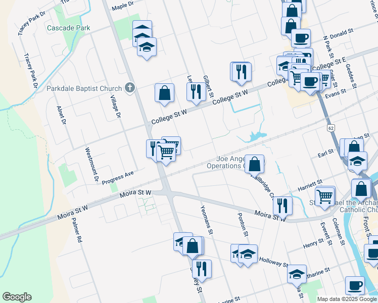 map of restaurants, bars, coffee shops, grocery stores, and more near in Belleville