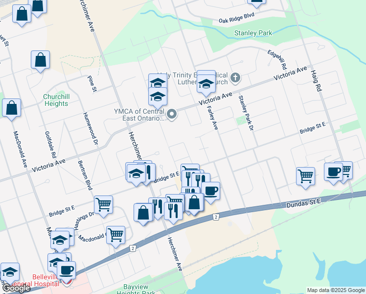 map of restaurants, bars, coffee shops, grocery stores, and more near 47 Plaza Square in Belleville