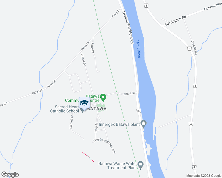 map of restaurants, bars, coffee shops, grocery stores, and more near 58 Plant Street in Quinte West